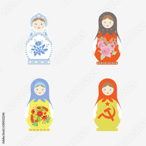 Matryoshka Doll set isolated vector