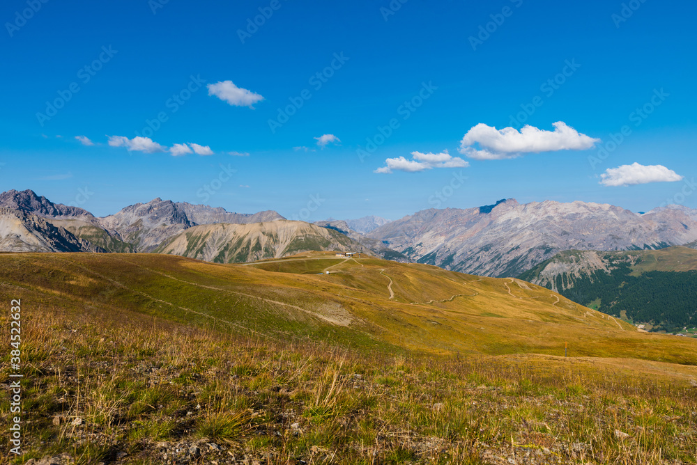 Landscape in the mountains in Livigno, Italy. 