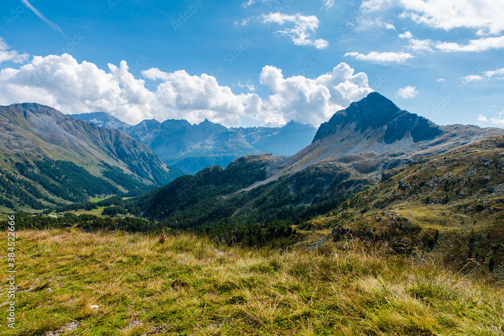 Fototapeta premium Landscape in the mountains in canton Graubünden, Switzerland. 