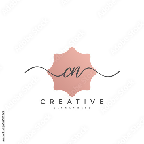 CN Initial handwriting minimalist geometric logo template vector art, Logo for business beauty, fashion, and other