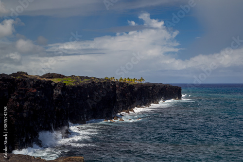 Steep coast in the Hawaii Volcanoes National Park on Big Island, Hawaii, USA.