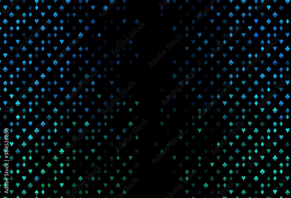 Dark Blue, Green vector texture with playing cards. Dark Blue, Green vector texture with playing cards.