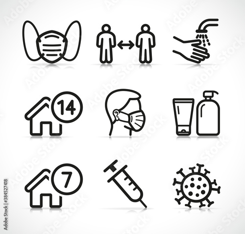 Vector epidemic instructions icons set