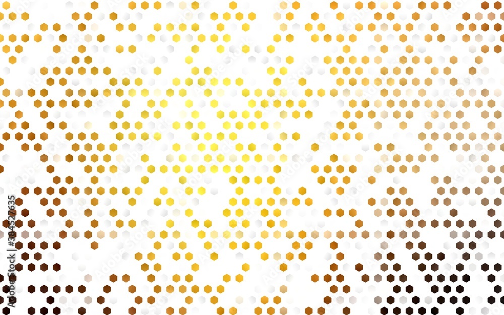 Dark Yellow, Orange vector background with hexagons.