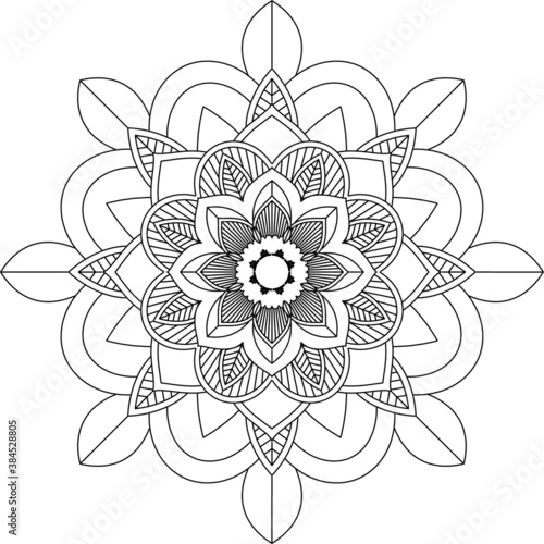 Easy Mandala coloring book simple and basic for beginners  seniors and children. Set of Mehndi flower pattern for Henna drawing and tattoo. Decoration in ethnic oriental  Indian style.