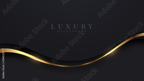 Luxury abstract background, golden lines on dark, modern black backdrop concept 3d style. Illustration from vector about modern template deluxe design.
