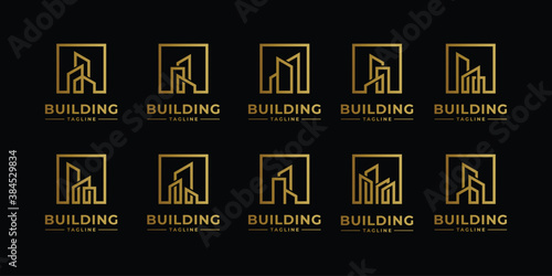 Collection of building architecture sets, real estate logo design symbols