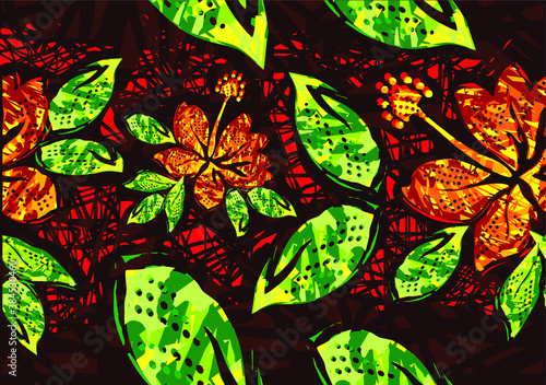 Indonesian batik motifs with very distinctive plant patterns. vector EPS 10.   exclusive background