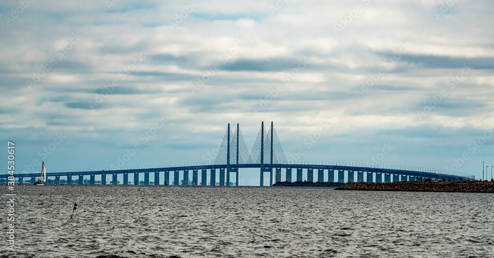 Fototapeta premium The famous Øresund bridge that link Denmark and Sweden together.