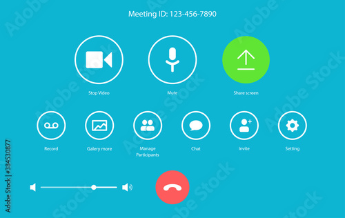 Live broadcast apps. Screen interface and icons in social media application. Video and Music app icons. Vector illustration