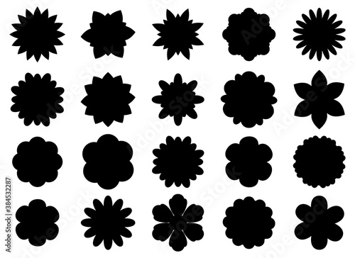 Beautiful flowers silhouette clipart vector design illustration. Flowers silhouette set. Vector Clipart Print 