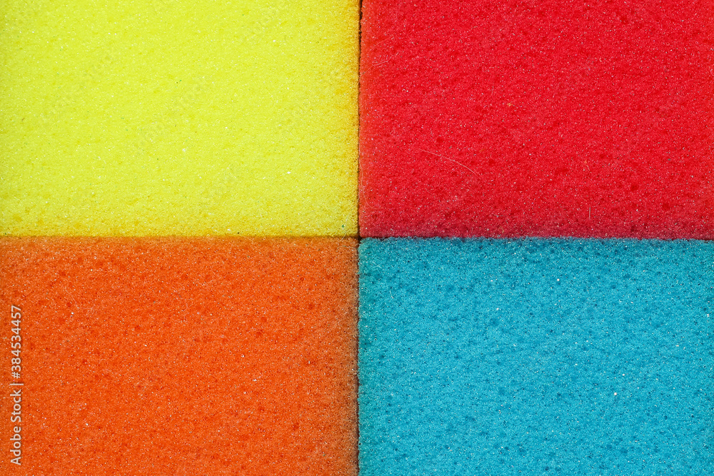 Fototapeta premium Multi colored sponges for washing dishes. Washcloths.