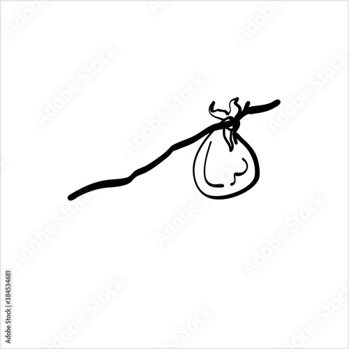 Bindle Bag On Stick Icon, Cloth Sack