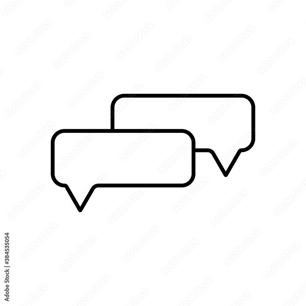 Two speech bubbles icon thin line for web and mobile, modern minimalistic design. Two speech bubbles icon thin line for web and mobile, modern minimalistic design.