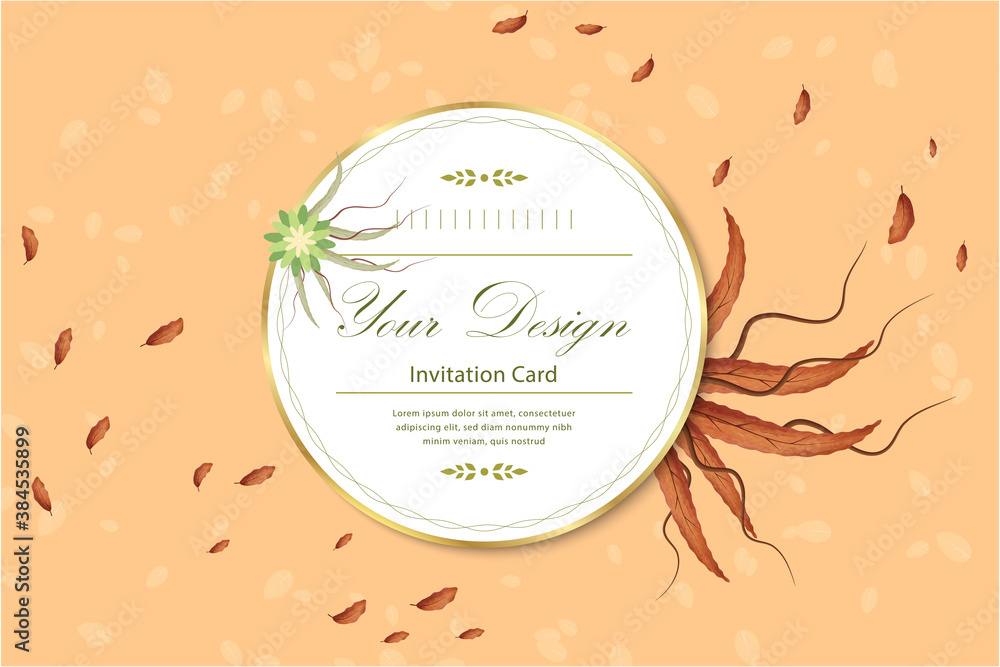  Banner template or invitation card with autumn background.