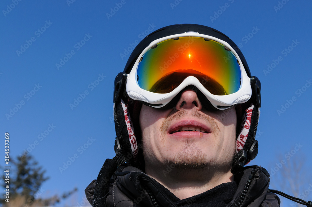 Athlete in ski helmet and mask Athlete in ski helmet and mask