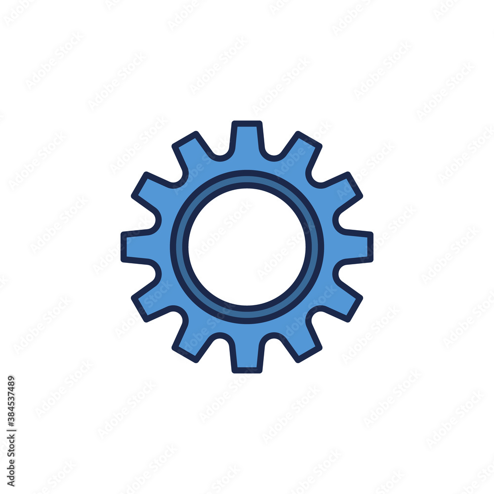 Blue Cog Wheel vector concept icon or sign on white background