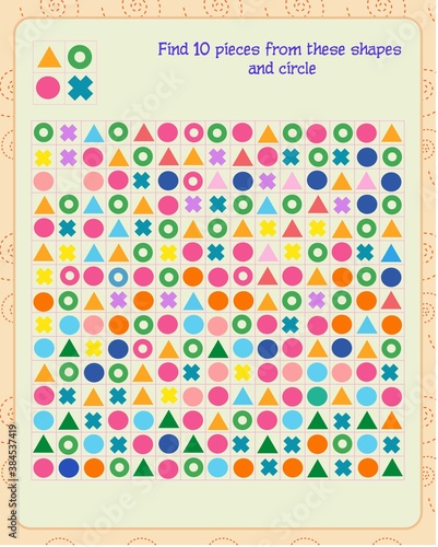 logic game for children. find 10 fragments indicated in the sample and circle
