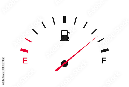 Fuel gauge. Fuel indicator. Car dashboard. Gasoline meter.