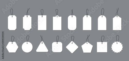 Empty white price tags set. Papers labels for promotion design. Discount coupon.