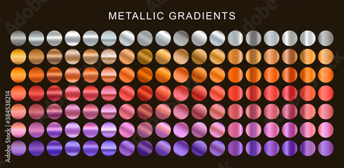 Set of colorful metallic gradients. Collection metallic textures. photo