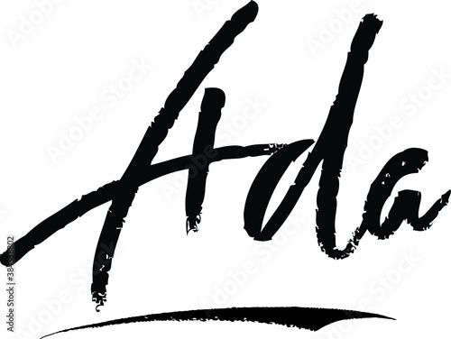Ada-Female Name Brush Calligraphy on White Background