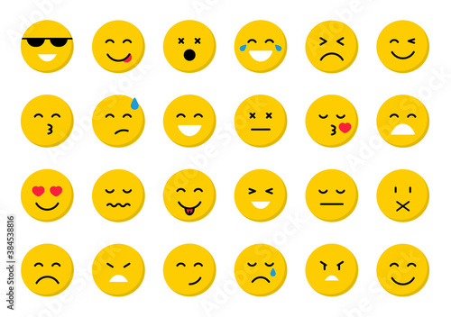 Set of emoticons. Emoji icons. Stickers emotion. Vector flat icons for social media.