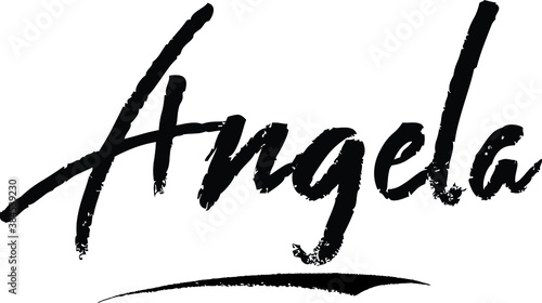 Angela-Female name Modern Brush Calligraphy on White Background photo