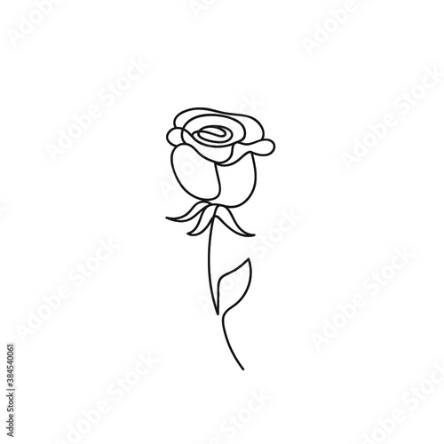 One line rose design. Hand drawn minimalism style vector illustration. Print One line drawing rose in the hand, vector illustration. Rose one line art. Flower vector icon. rose outline