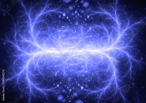 Blue lightning, abstract plasma background