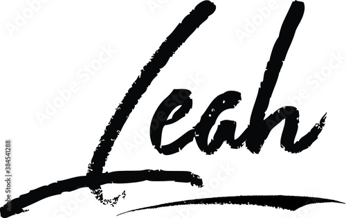 Leah-Female name Brush Calligraphy on White Background