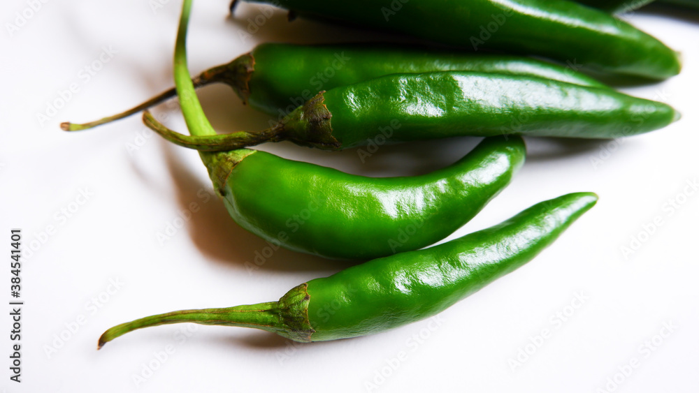 shot of Indian fresh green chillies isolated shot of Indian fresh green chillies isolated