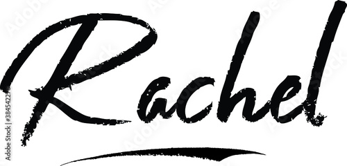 Rachel-Female name Brush Calligraphy on White Background photo