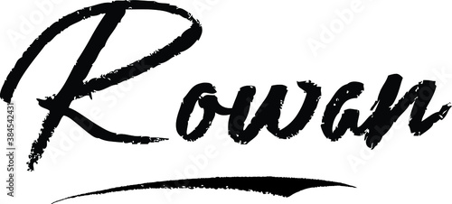Rowan-Female name Modern Brush Calligraphy on White Background