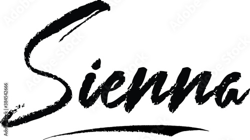 Sienna-Female name Modern Brush Calligraphy on White Background