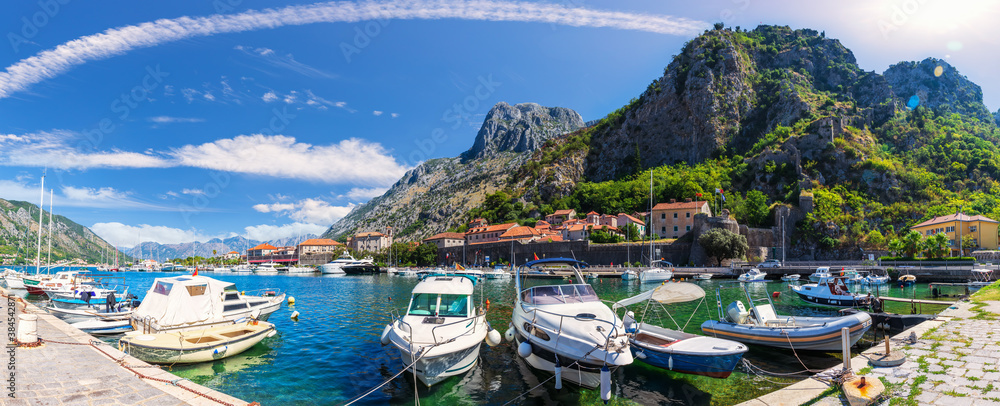 Pier of Kotor, wonderful summer panorama of Montenegro