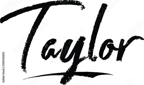 Taylor-Female name Modern Brush Calligraphy on White Background