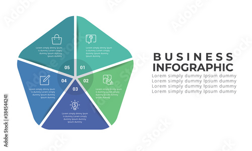 Cirle infographic with 5 options or steps vector template