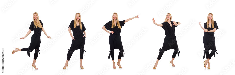 Pretty young woman in black clothing isolated on white Pretty young woman in black clothing isolated on white