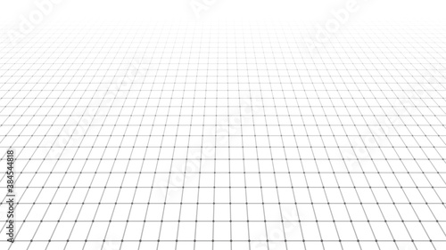 Abstract background with a perspective grid. Abstract wireframe landscape. Detailed lines on white background, flat surface . 3d rendering.