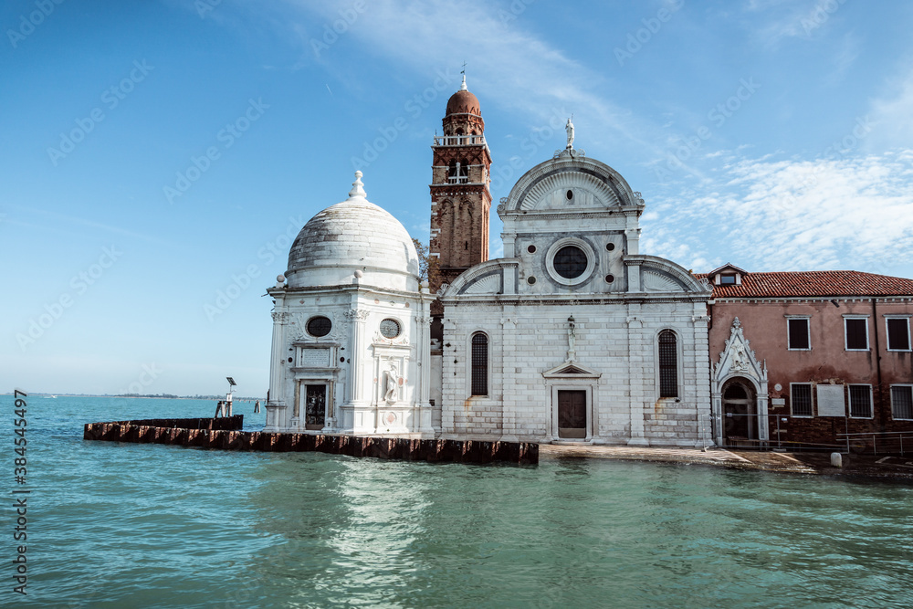 view from the water on st. Michele cemetery in venice