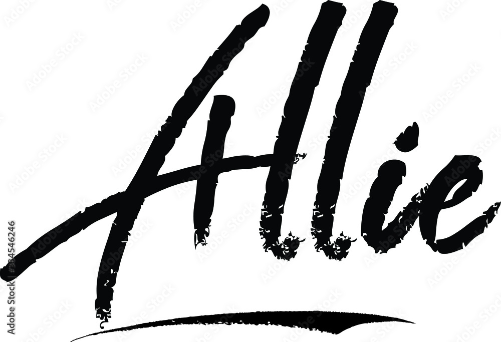 Allie-Female name Modern Brush Calligraphy on White Background Allie-Female name Modern Brush Calligraphy on White Background