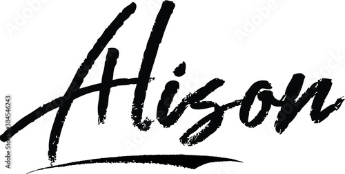 Alison-Female name Modern Brush Calligraphy on White Background photo