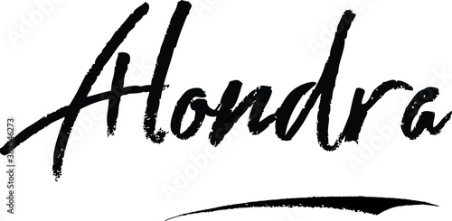 Alondra-Female name Modern Brush Calligraphy on White Background