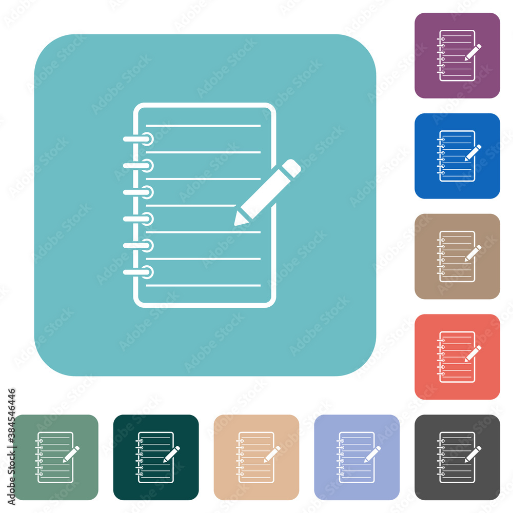 Spiral notepad with pencil rounded square flat icons Spiral notepad with pencil rounded square flat icons