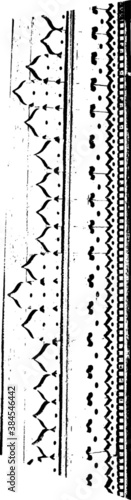 Vyatichi ornament of stylized spears with notches  rectangles and small tips 