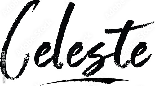 Celeste -Female name Modern Brush Calligraphy on White Background