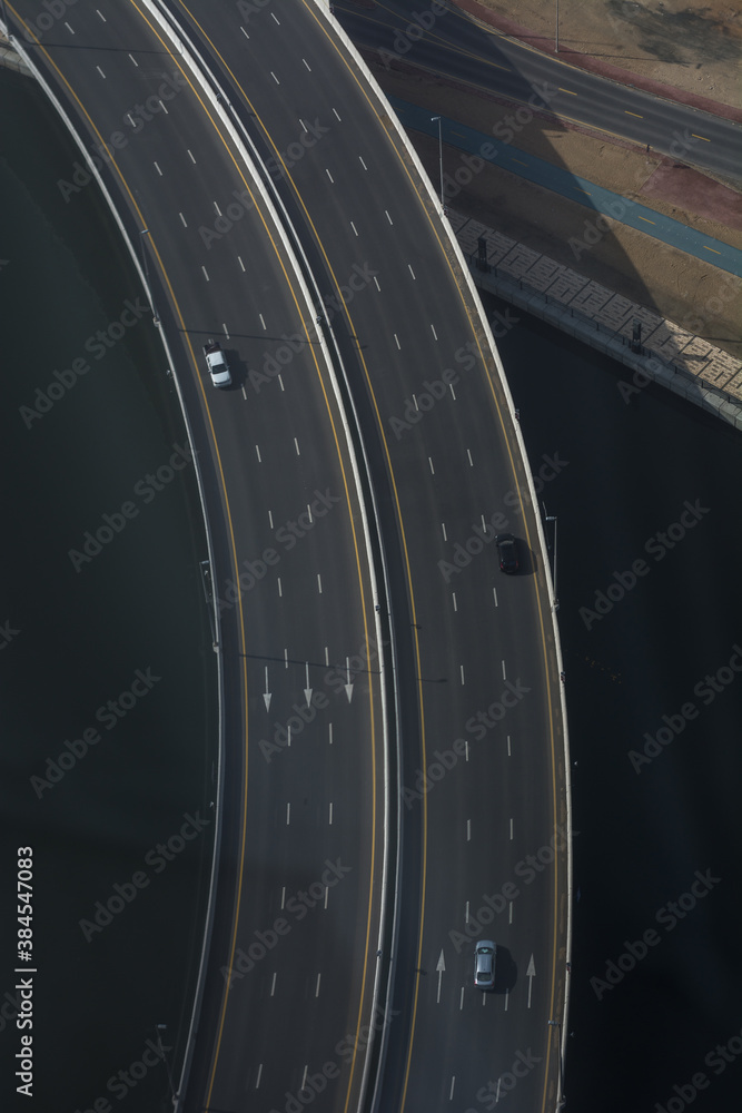 high angle view of traffic on the highway