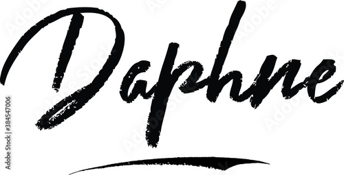 Fotografie, Obraz Daphne Female name Modern Brush Calligraphy on White Background