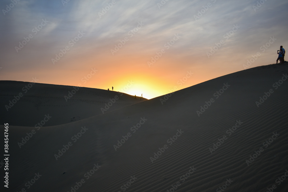 Sunset seen from the dunes of Maspalomas, Gran Canaria